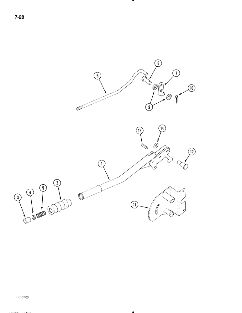 Схема запчастей Case IH 695 - (7-28) - PARK BRAKE HAND LEVER, MFD ORCHARD TRACTOR (07) - BRAKES