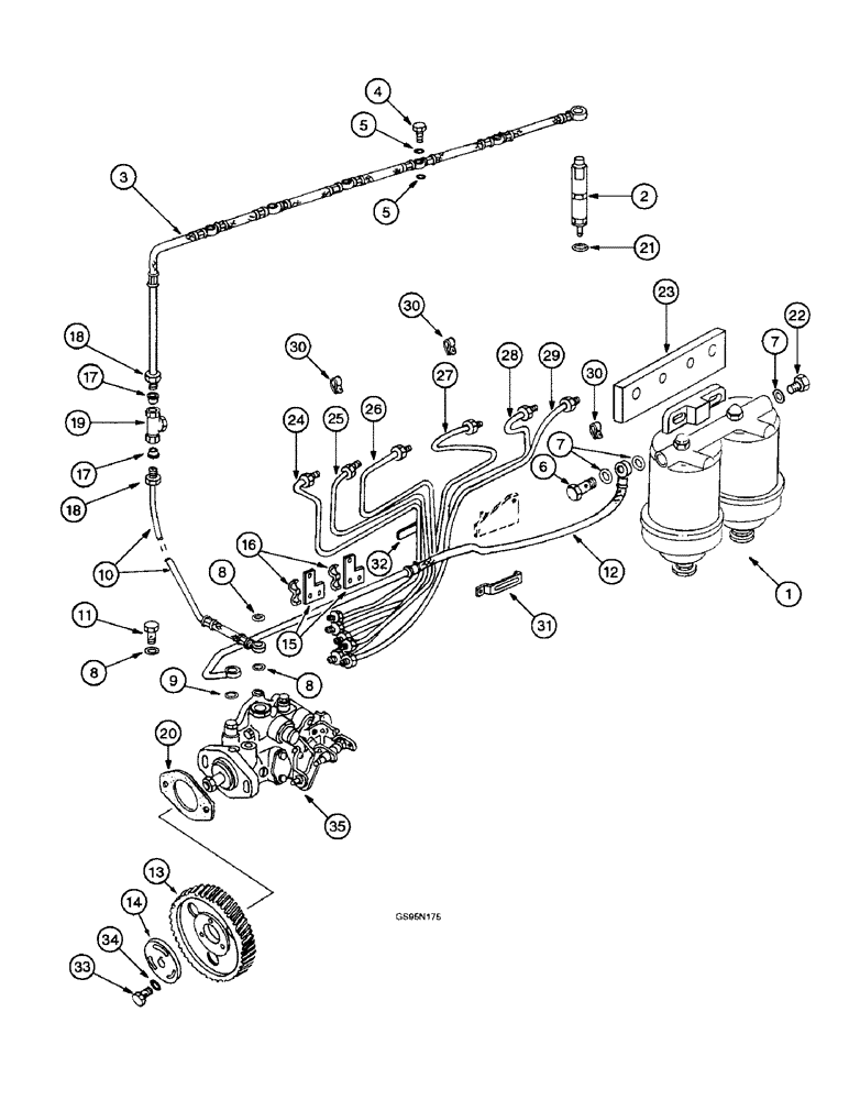 Схема запчастей Case IH D-358 - (6-072) - FUEL INJECTION PUMP AND CONNECTIONS, 1400 COTTON HARVESTERS, 1420 COMBINES 