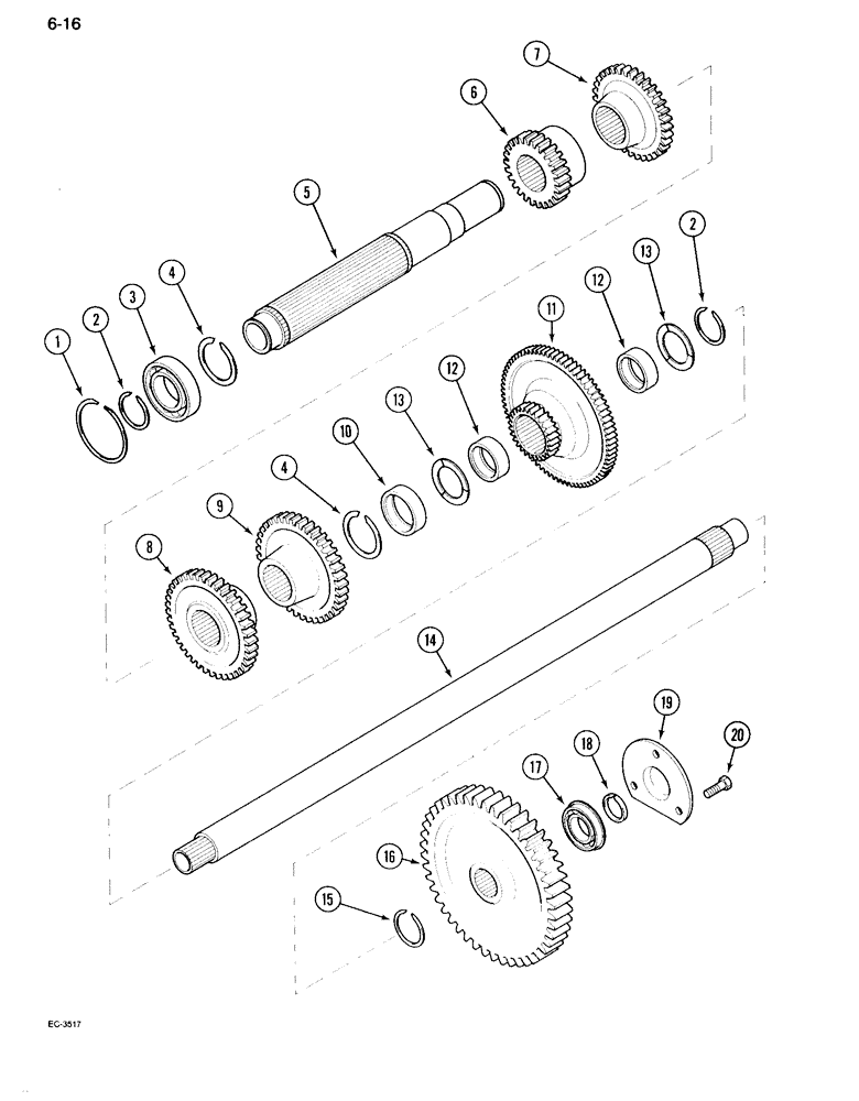 Схема запчастей Case IH 995 - (6-016) - SPEED TRANSMISSION COUNTERSHAFT, WITH CREEPER (06) - POWER TRAIN