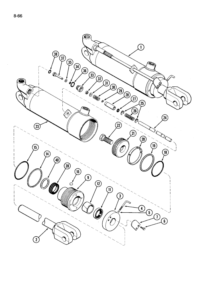 Схема запчастей Case IH 3394 - (8-66) - REMOTE HYDRAULIC CYLINDER, 4 INCH BORE X 8 INCH STROKE (08) - HYDRAULICS