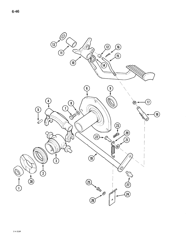 Схема запчастей Case IH 895 - (6-046) - CLUTCH CONTROLS, TRACTOR WITHOUT CAB (06) - POWER TRAIN