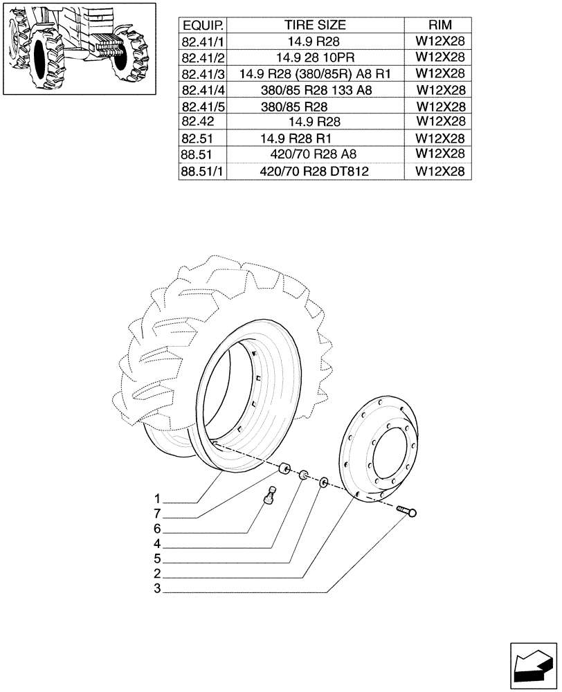 Схема запчастей Case IH MXM120 - (82.00[04]) - 4WD DRIVING WHEELS (11) - WHEELS/TRACKS