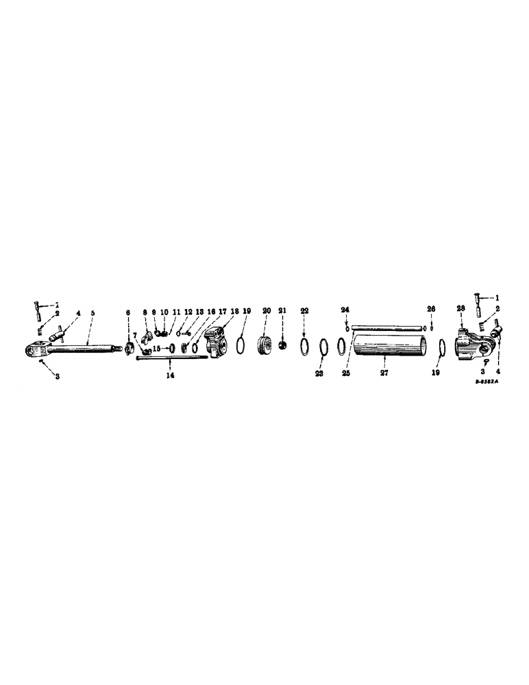 Схема запчастей Case IH SUPER A-1 - (218) - HYDRAULIC SYSTEM, HYDRAULIC CYLINDER, 2 1/2 X 8 INCHES, WITH 3/16 INCH DIAMETER LIMIT STOP VALVE (07) - HYDRAULIC SYSTEM