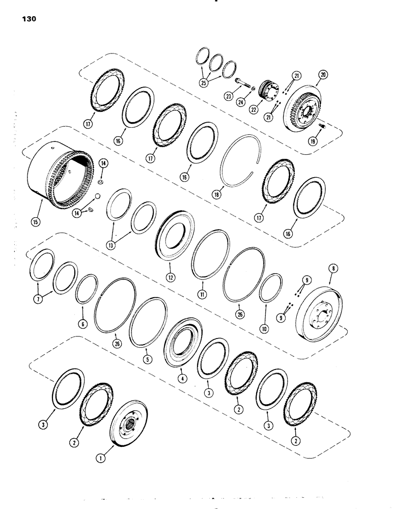 Схема запчастей Case IH 1090 - (130) - CLUTCH, C-2 AND C-3, POWER SHIFT (06) - POWER TRAIN