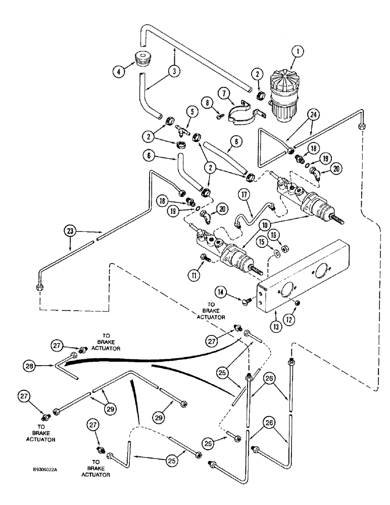 Схема запчастей Case IH 1644 - (7-06) - MASTER BRAKE CYLINDERS AND RESERVOIR, CONNECTIONS AND (5.1) - BRAKES