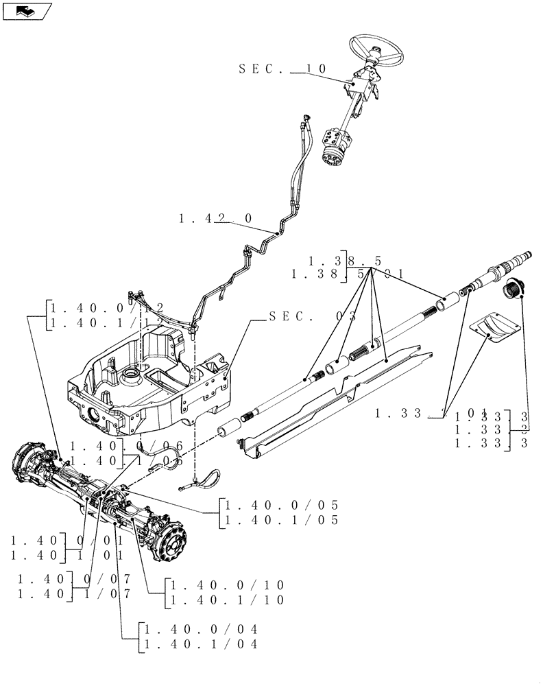 Схема запчастей Case IH PUMA 140 - (SEC. 04) - FRONT AXLE & STEERING (00) - GENERAL