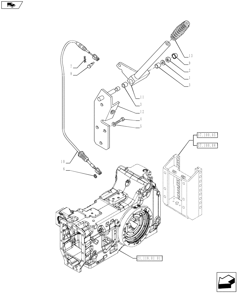 Схема запчастей Case IH PUMA 185 - (37.106.02) - HYDRAULIC AUTOMATIC PICK UP HITCH WITH DRAWBAR - CONTROL LEVER (VAR.728248) (37) - HITCHES, DRAWBARS & IMPLEMENT COUPLINGS