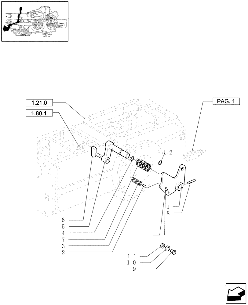 Схема запчастей Case IH JX1090U - (1.96.3[02]) - P.T.O. CONTROL (10) - OPERATORS PLATFORM/CAB