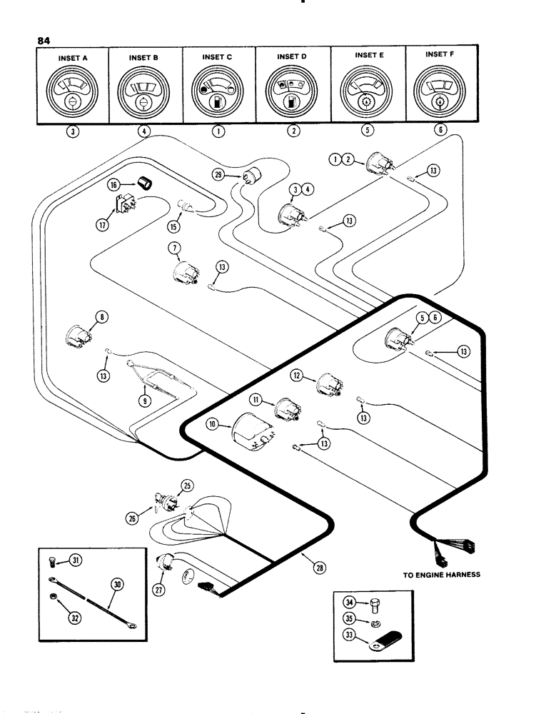 Схема запчастей Case IH 1270 - (084) - INSTRUMENTS AND WIRING, USED PRIOR TO P.I.N. 8753831 (04) - ELECTRICAL SYSTEMS