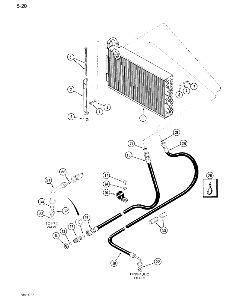 Схема запчастей Case IH 7120 - (5-20) - HYDRAULIC OIL COOLER, P.I.N. JJA0027701 AND AFTER (05) - STEERING