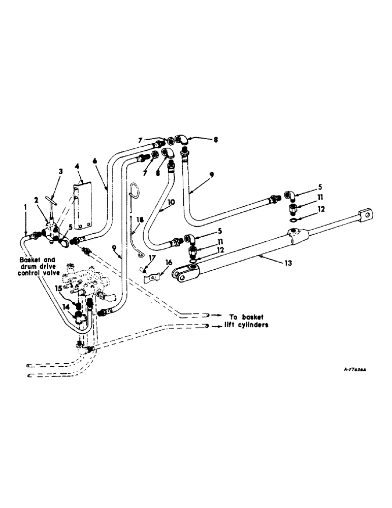 Схема запчастей Case IH 414 - (211) - BASKET DISTRIBUTOR ATTACHMENT, HYDRAULIC LINES AND CONNECTIONS (35) - HYDRAULIC SYSTEMS