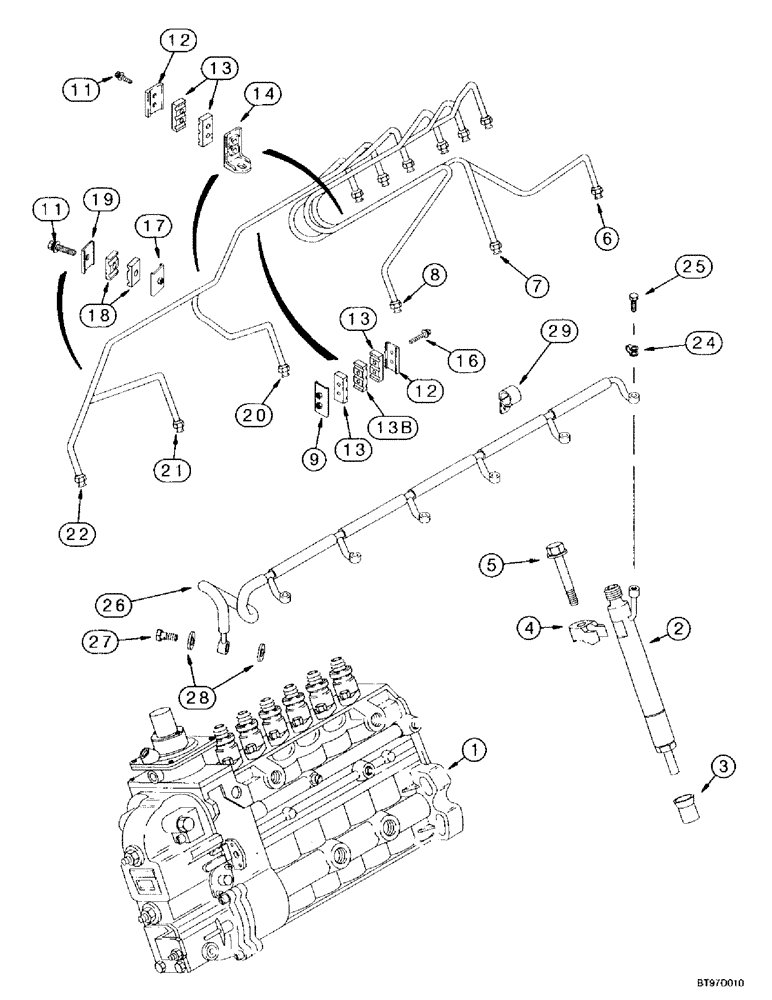 Схема запчастей Case IH MX180 - (3-002) - FUEL INJECTION SYSTEM, MX180, 6T-830 EMISSIONS CERTIFIED ENGINE (03) - FUEL SYSTEM