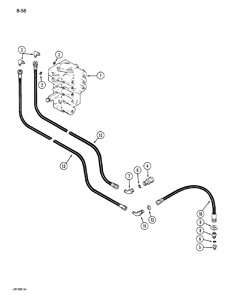 Схема запчастей Case IH 1640 - (8-58) - REEL FORE AND AFT SYSTEM (07) - HYDRAULICS