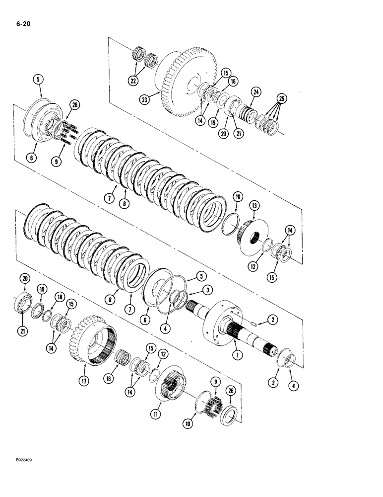 Схема запчастей Case IH 9210 - (6-020) - TRANSMISSION ASSEMBLY, 8 INCH CLUTCH PACK (CONTD) (06) - POWER TRAIN