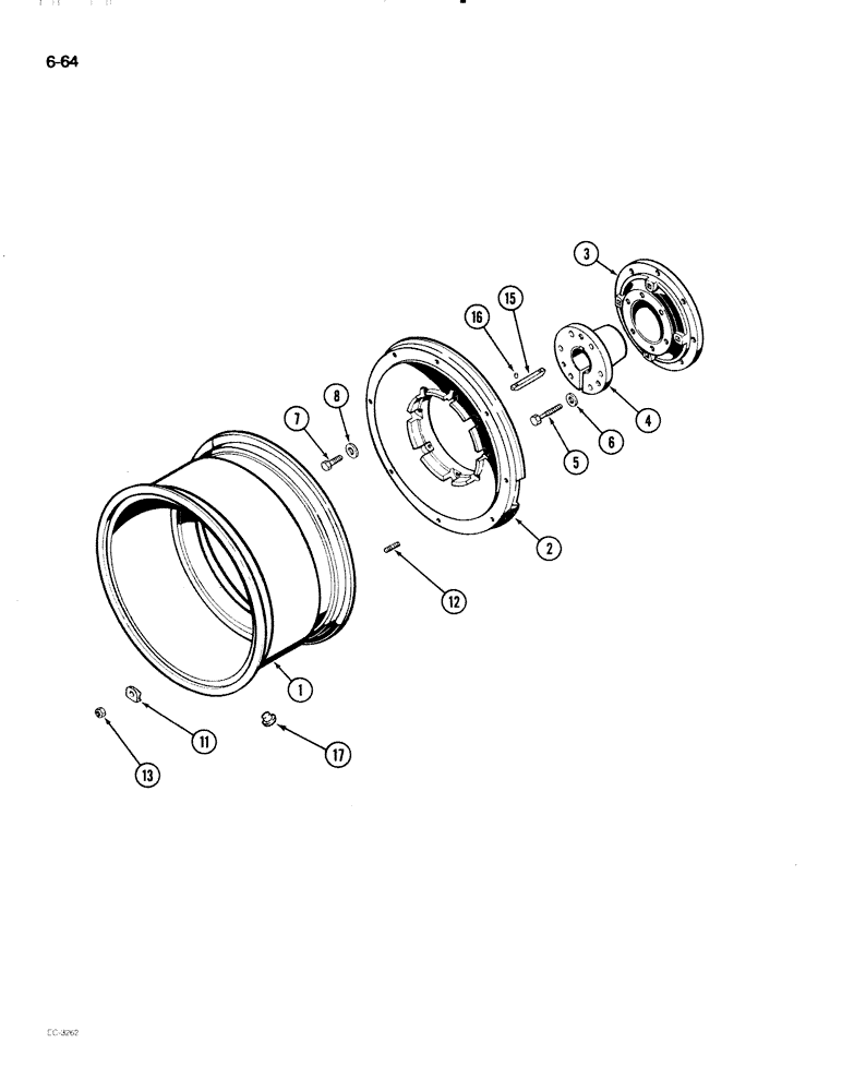 Схема запчастей Case IH 2096 - (6-064) - REAR WHEELS, 30 INCH UNIVERSAL CAST WHEEL (06) - POWER TRAIN