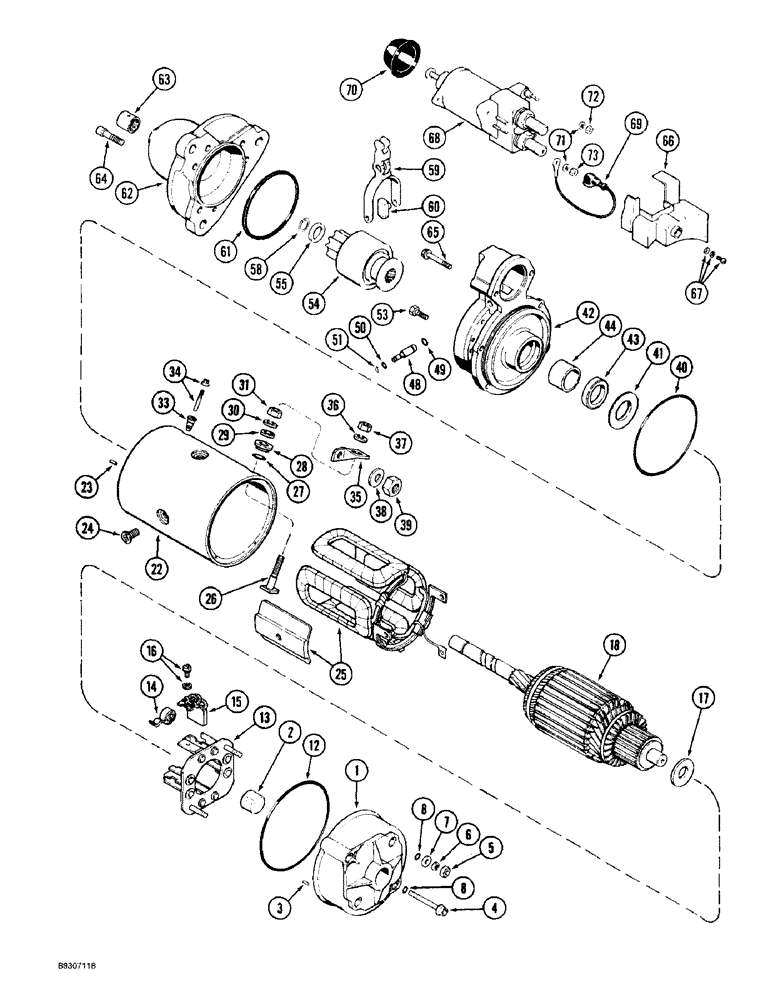 Схема запчастей Case IH 8910 - (4-032) - STARTER ASSEMBLY, PRIOR TO P.I.N. JJA0076314 (04) - ELECTRICAL SYSTEMS