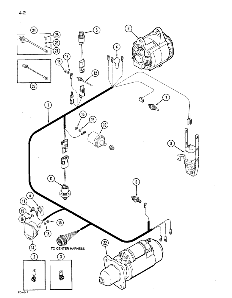 Схема запчастей Case IH 1680 - (4-002) - ENGINE HARNESS, PRIOR TO P.I.N. JJC0047058 (06) - ELECTRICAL