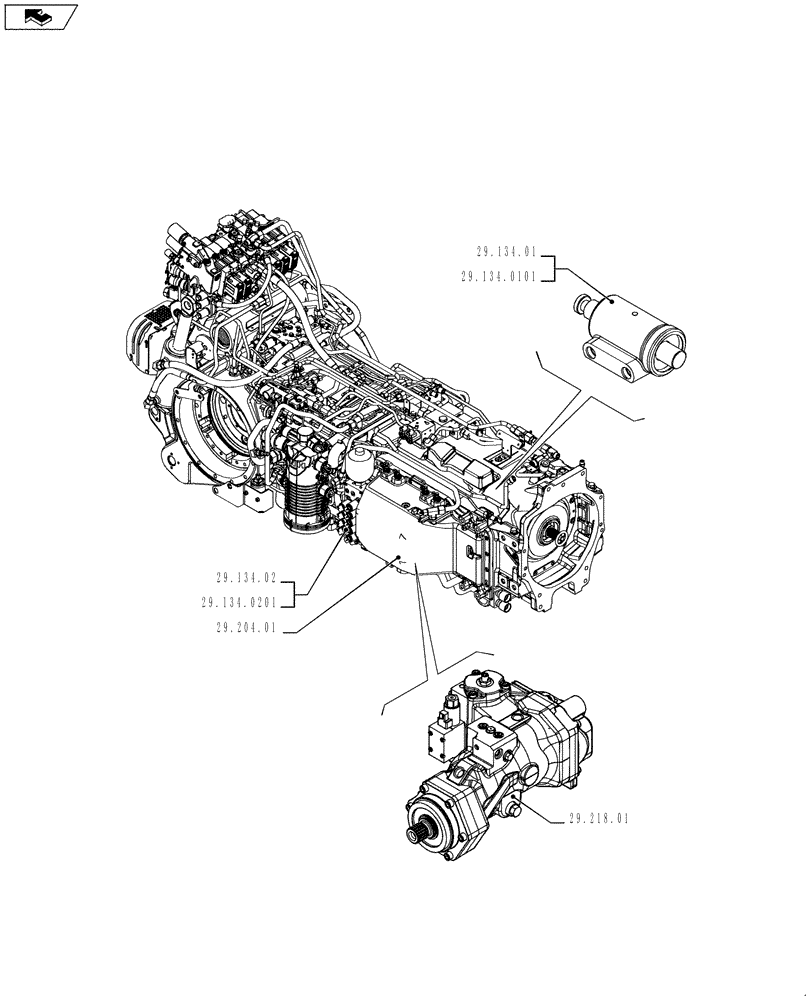 Схема запчастей Case IH PUMA 170 - (29.000.00) - PICTORIAL INDEX - HYDROSTATIC TRANSMISSION (29) - HYDROSTATIC DRIVE