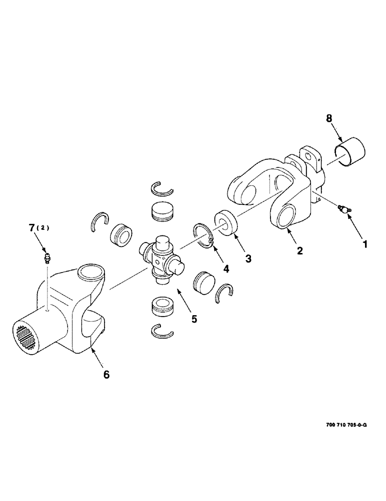 Схема запчастей Case IH 8575 - (2-10) - FLYWHEEL CLUTCH U-JOINT ASSEMBLY, 700710705 U-JOINT ASSEMBLY, COMPLETE Driveline