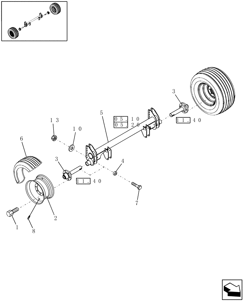 Схема запчастей Case IH RBX463 - (11.04) - WHEELS, 8 PLY 15", NORTH AMERICA (11) - WHEELS