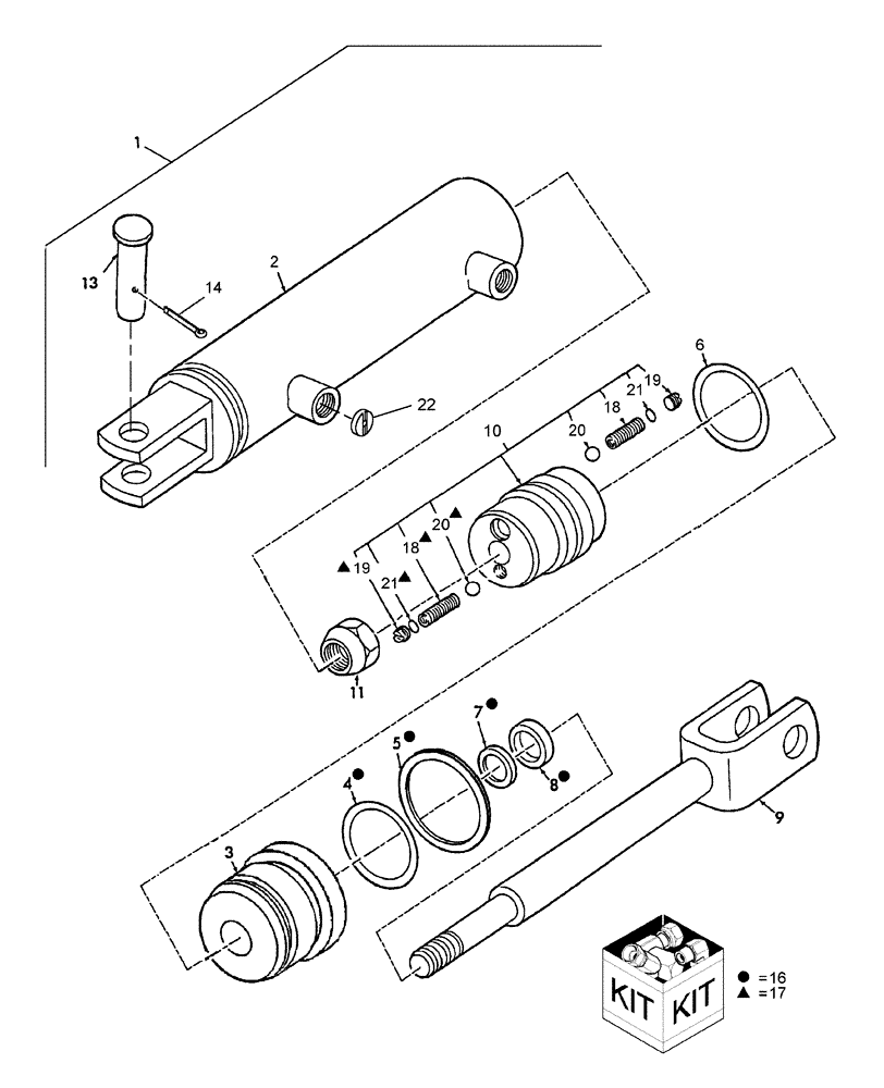 Схема запчастей Case IH SB541 - (35.550.02) - HYDRAULIC CYLINDER, TONGUE SWING (35) - HYDRAULIC SYSTEMS