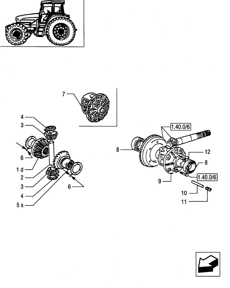 Схема запчастей Case IH JX55 - (1.40.2/07) - (VAR.650) FRONT BRAKE - DIFFERENTIAL (04) - FRONT AXLE & STEERING