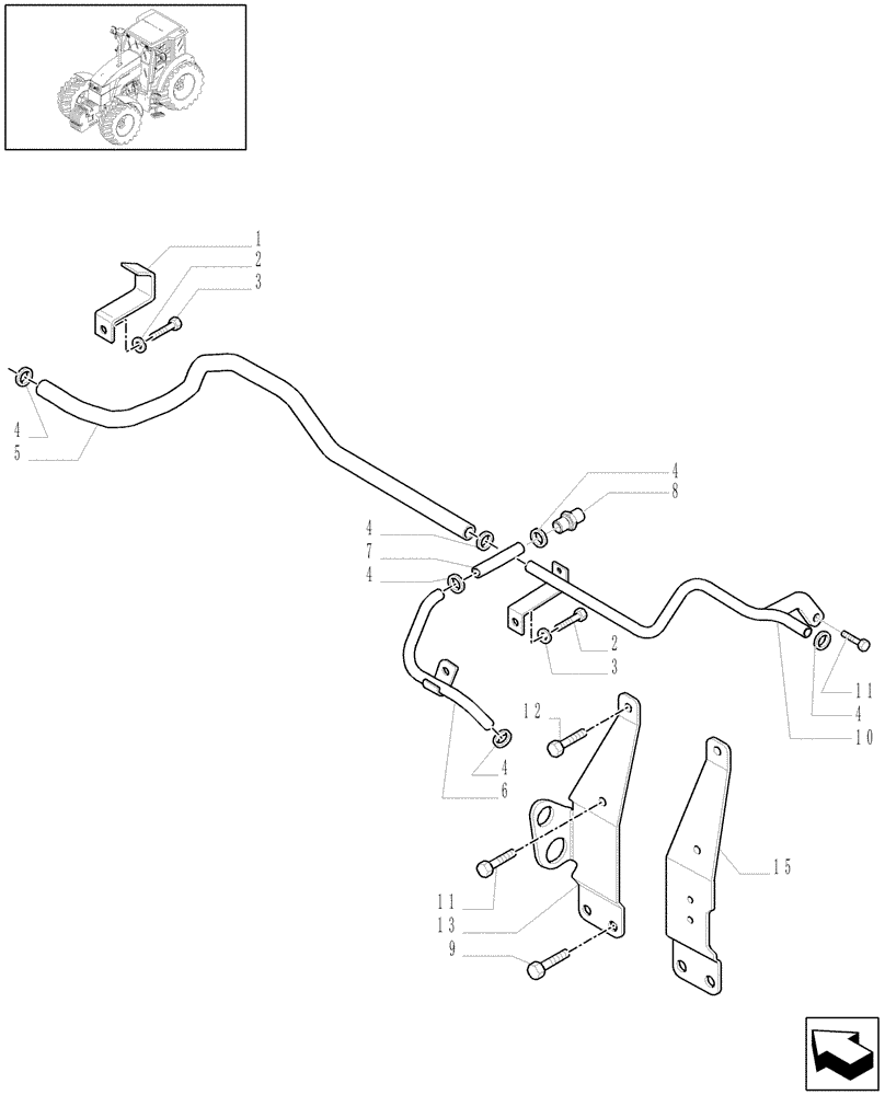 Схема запчастей Case IH MXU130 - (1.94.3/01[02]) - (VAR.053-056-545) AIR CONDITIONING SYSTEM PIPES (10) - OPERATORS PLATFORM/CAB