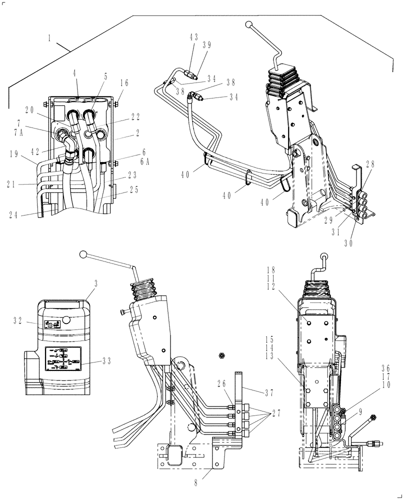 Схема запчастей Case IH DX22E - (07.02) - MID-MOUNT HYDRAULIC CONTROL VALVE KIT - 710440086 (07) - HYDRAULIC SYSTEM