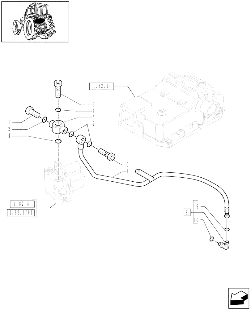 Схема запчастей Case IH MAXXUM 115 - (1.82.1/09[01]) - EDC WITH TWO EXTERNAL CYLINDERS (50MM.) FOR APUH - HYDRAULYC LIFT PIPES (VAR.331841) (07) - HYDRAULIC SYSTEM