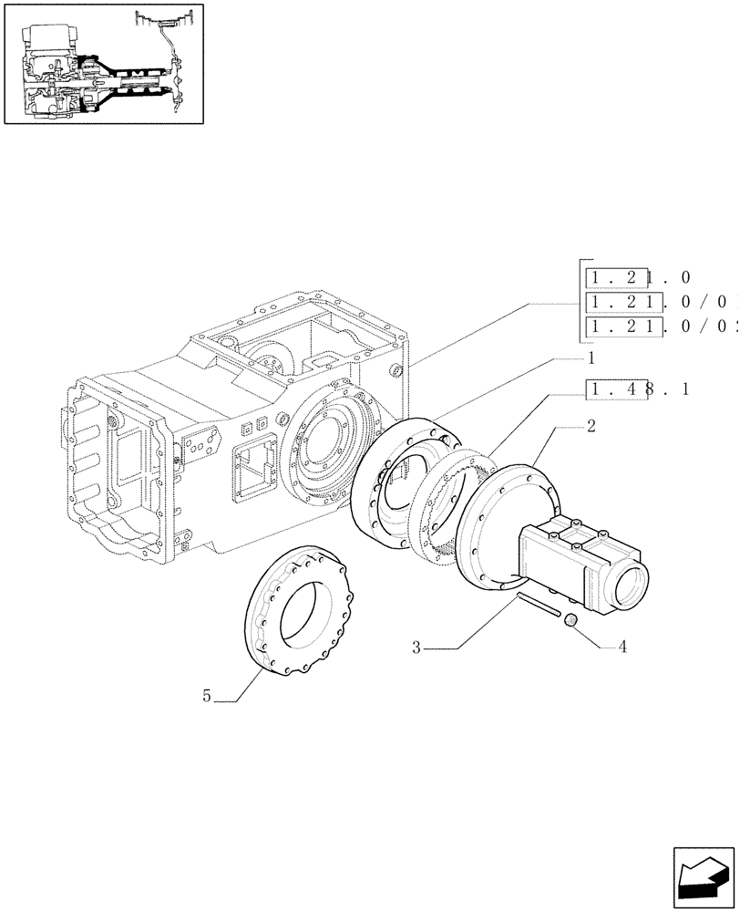 Схема запчастей Case IH MAXXUM 110 - (1.48.0/02) - REAR HEAVY DUTY 98" BAR AXLES - HOUSING (VAR.330331-331331) (05) - REAR AXLE