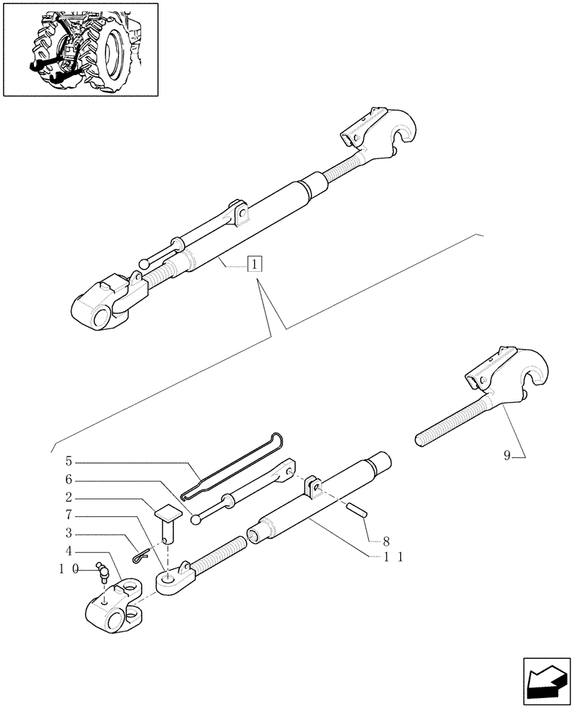 Схема запчастей Case IH PUMA 165 - (1.89.6/ B) - TOP LINK ASSEMBLY BREAKDOWN (09) - IMPLEMENT LIFT