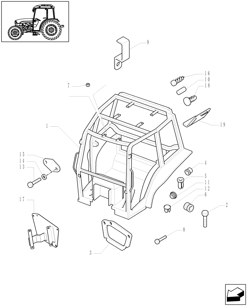 Схема запчастей Case IH JX1095C - (1.92.90/02) - (VAR.466-503) "A" PILLAR TYPE VERTICAL EXHAUST W/ GUARD SHIELD FOR CAB - CAB FRAME (10) - OPERATORS PLATFORM/CAB