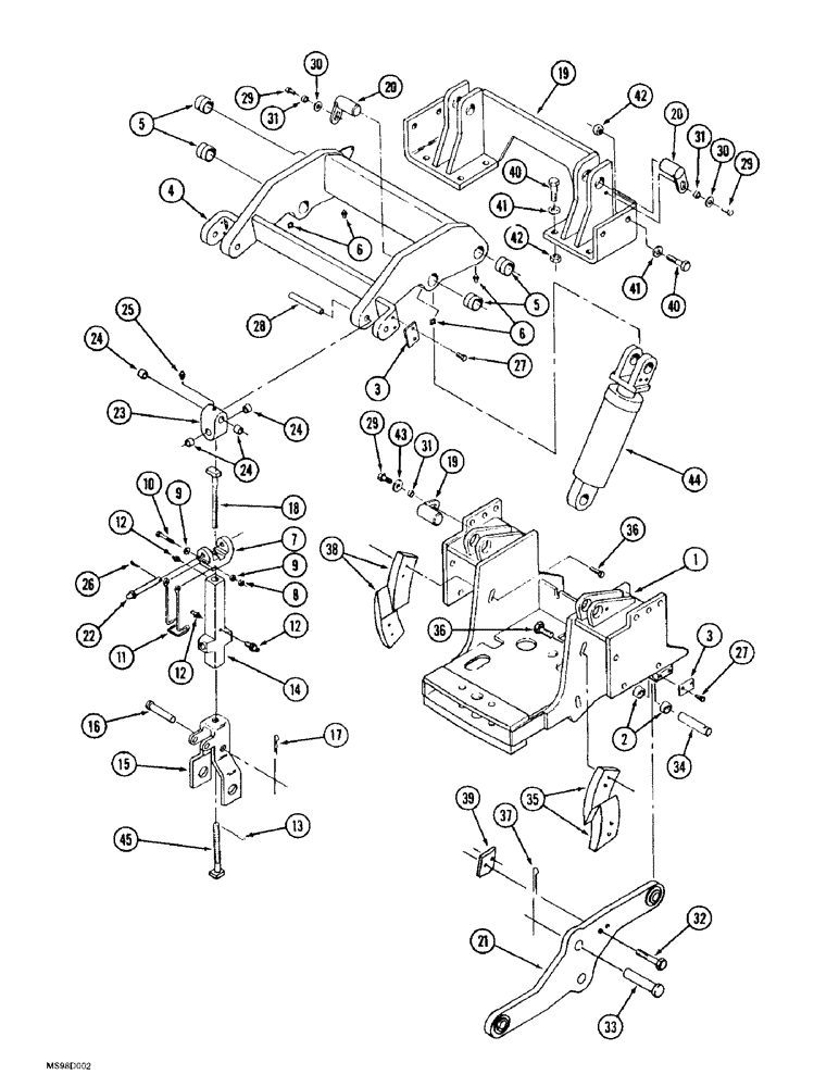 Схема запчастей Case IH 9350 - (9-008) - HITCH LOWER LINK, MOUNTS AND DRAWBAR, PRIOR TO P.I.N. JEE0071001 (09) - CHASSIS/ATTACHMENTS