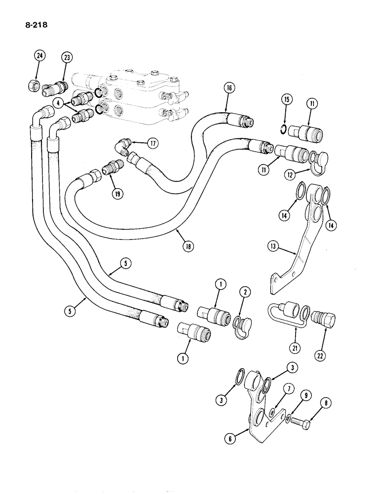 Схема запчастей Case IH 1194 - (8-218) - REMOTE VALVE COUPLINGS AND TUBES, TRACTORS WITH CAB (08) - HYDRAULICS