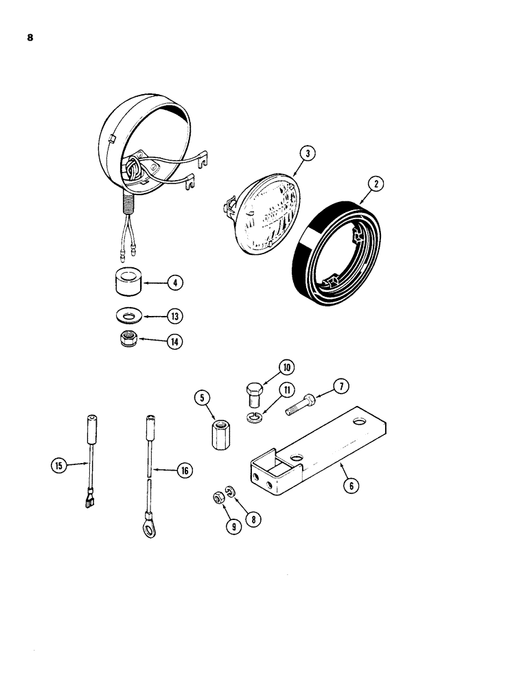 Схема запчастей Case IH 1690 - (08) - LOWER FLOOD LAMP ATTACHMENT (04) - ELECTRICAL SYSTEMS