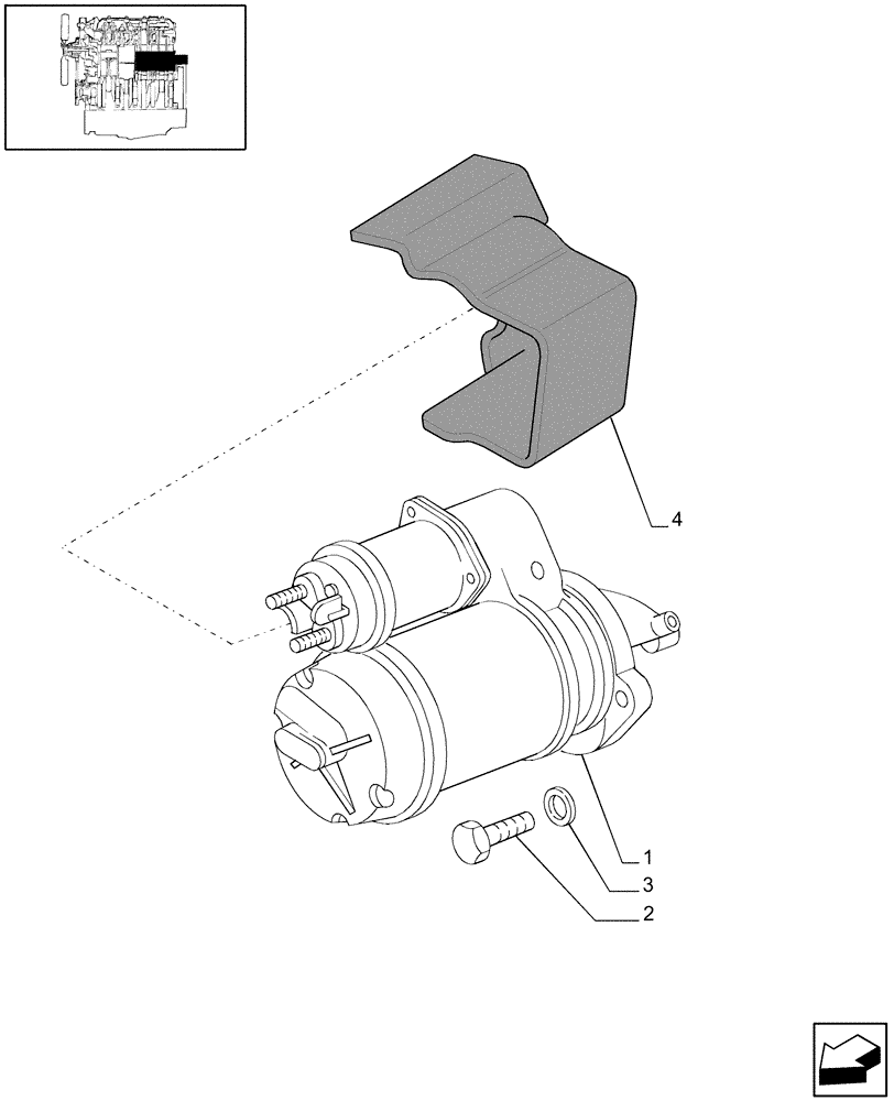 Схема запчастей Case IH JX75 - (0.36.0/01) - STARTER MOTOR (01) - ENGINE