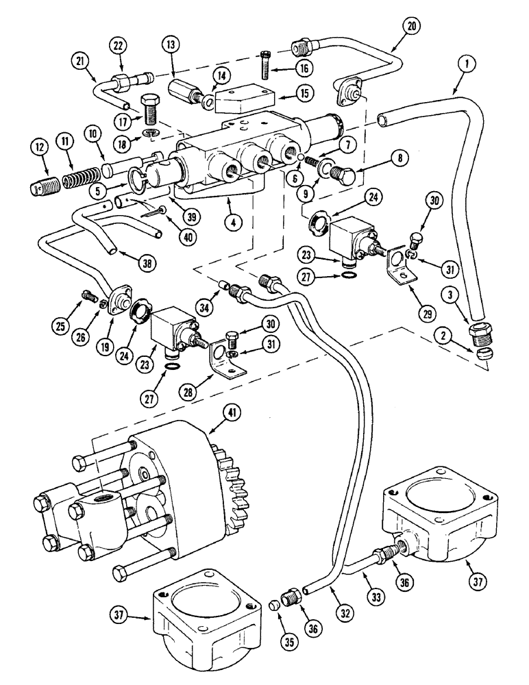 Схема запчастей Case IH 1594 - (6-190) - CONTROL VALVES AND TUBES, POWER SHIFT (06) - POWER TRAIN