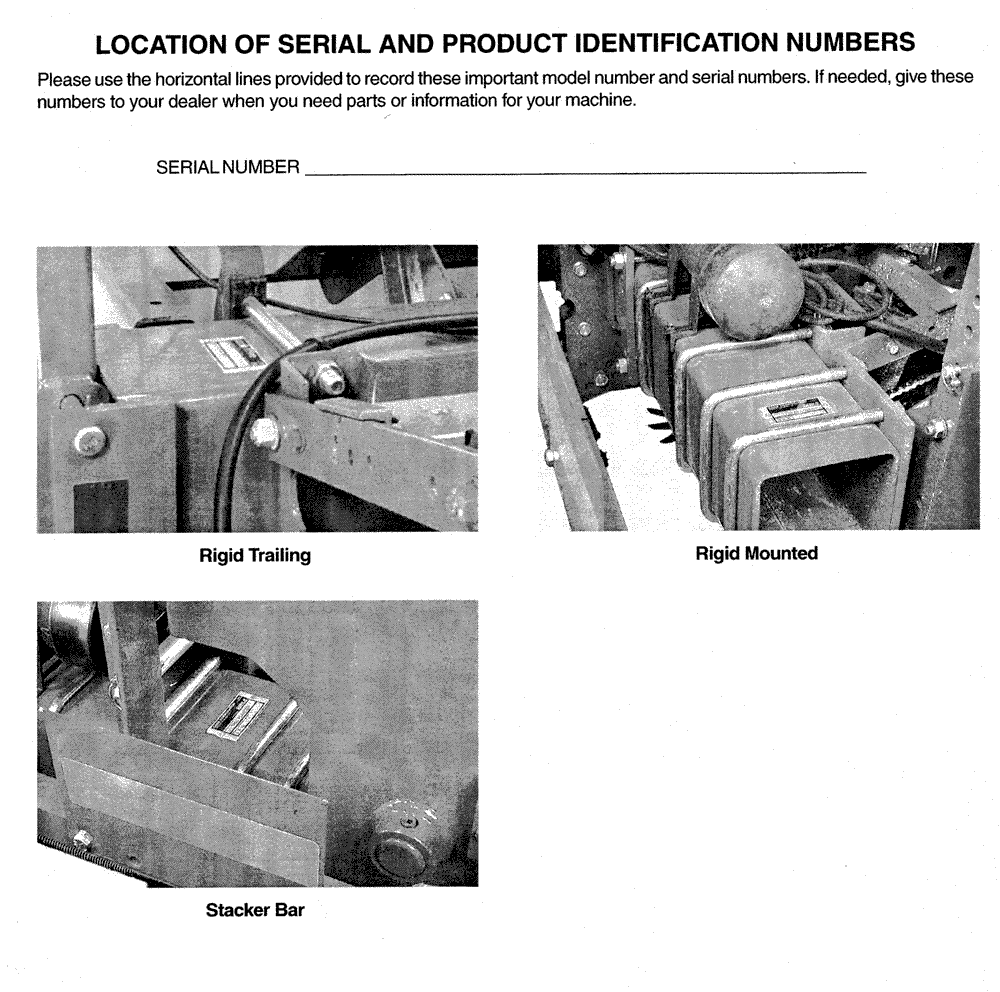 Схема запчастей Case IH 1200 - (E.60.A[01]) - LOCATION OF SERIAL AND PRODUCT IDENTIFICATION NUMBERS E - Body and Structure