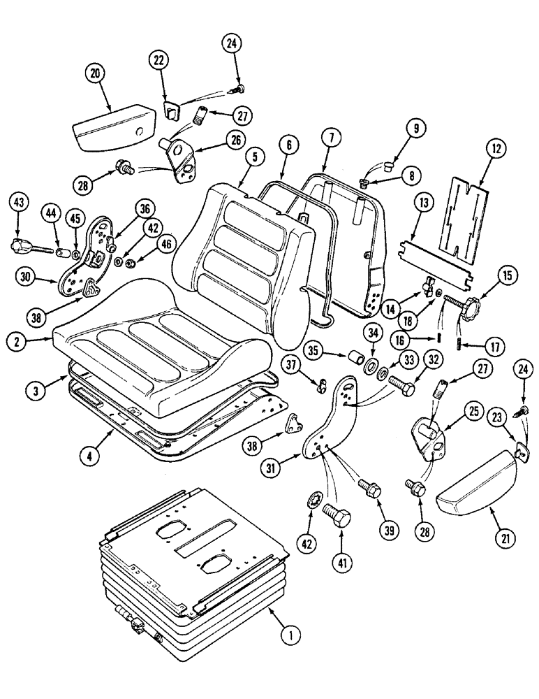 Схема запчастей Case IH 1594 - (9-378) - SEAT ASSEMBLY - K307643, TRACTORS WITH CAB (09) - CHASSIS/ATTACHMENTS