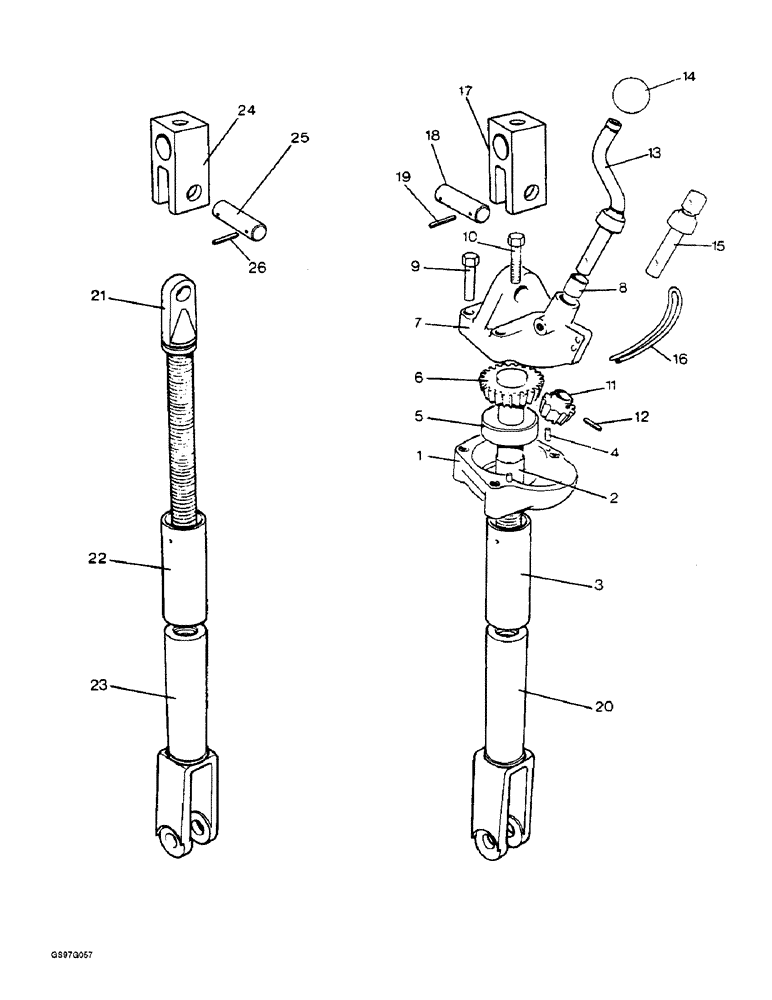 Схема запчастей Case IH 1210 - (8-46) - LEVELING LEVER AND LIFT ROD, 1210, 1210G, 1210Q AND 1210SK FOUR-WHEEL DRIVE TRACTORS (08) - HYDRAULICS