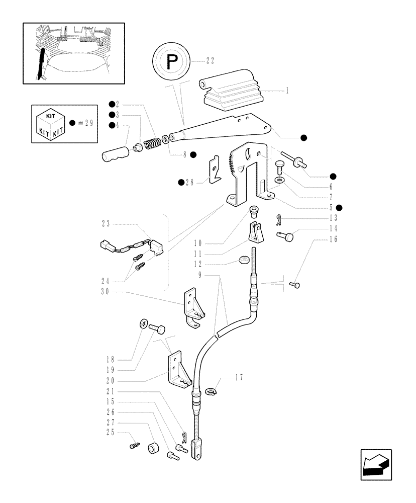 Схема запчастей Case IH MXU115 - (1.95.1) - HANDBRAKE CONTROL (10) - OPERATORS PLATFORM/CAB