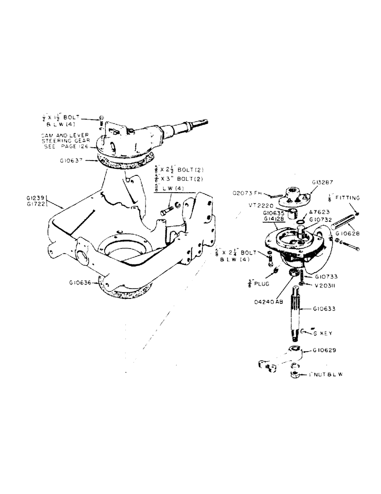 Схема запчастей Case IH 400B-SERIES - (127) - STEERING LEVER SHAFT AND SUPPORT, 301B, 311B, 411B GENERAL PURPOSE TRACTORS (05) - STEERING