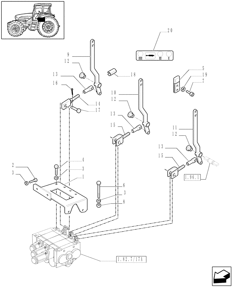 Схема запчастей Case IH JX1090U - (1.82.7/17[01]) - (VAR.239) 1CONTROL VALVE + 1W/FLOAT + 1W/FLOAT AND KICKOUT - W/CAB - LEVERS & SUPPORT (07) - HYDRAULIC SYSTEM