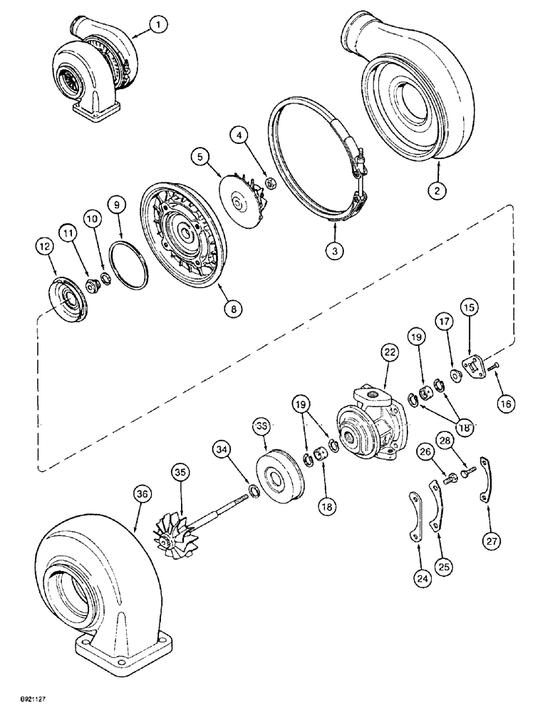 Схема запчастей Case IH 2022 - (2-38) - TURBOCHARGER ASSEMBLY, 6TA-830 ENGINE (01) - ENGINE