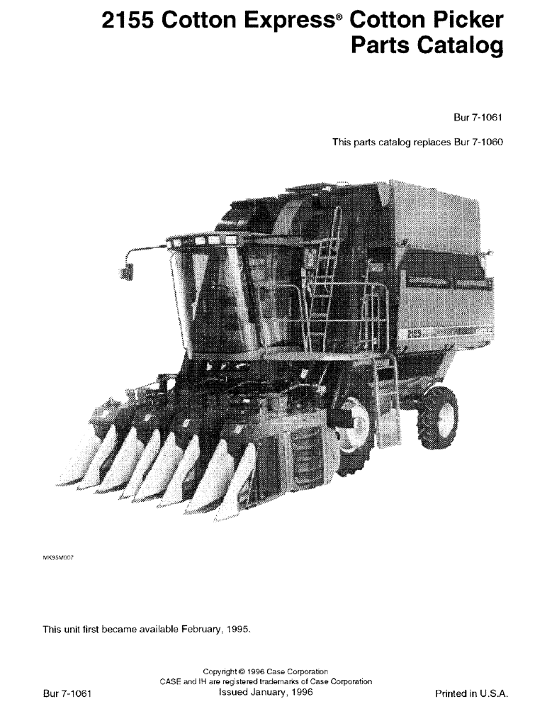 Схема запчастей Case IH 2155 - (1-01) - 2155 COTTON EXPRESS COTTON PICKER PARTS CATALOG (00) - PICTORIAL INDEX