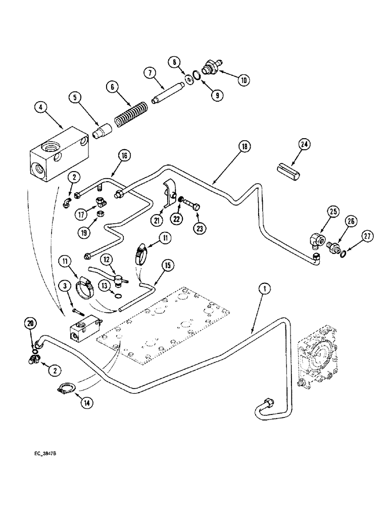 Схема запчастей Case IH 4240 - (8-18) - REGULATOR VALVE AND CONNECTIONS, CREEP, WITH CAB (08) - HYDRAULICS