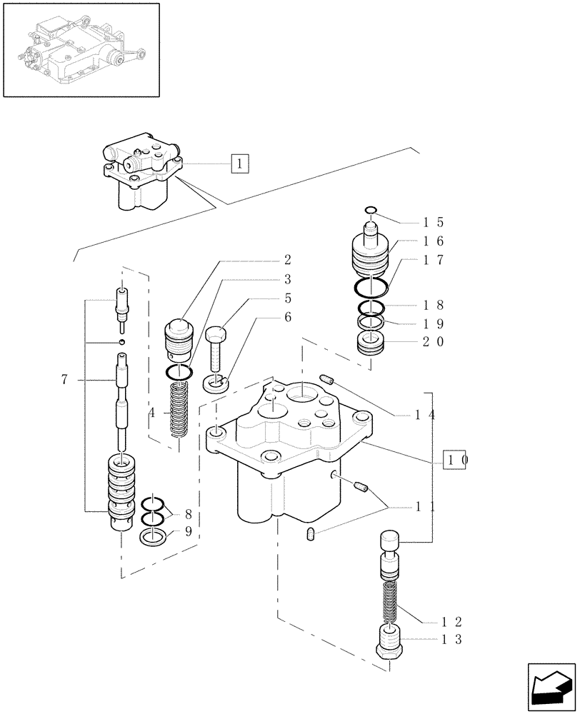 Схема запчастей Case IH JX1100U - (1.82.4[01]) - LIFT CONTROL VALVE - VALVES & PARTS (07) - HYDRAULIC SYSTEM