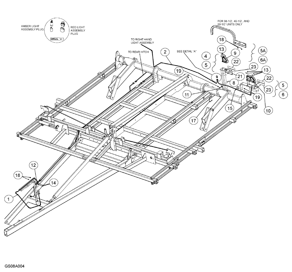 Схема запчастей Case IH TIGER-MATE - (55.404.02) - WARNING AND TAILLIGHT KIT 38-1/2 TO 50-1/2 MODELS (55) - ELECTRICAL SYSTEMS