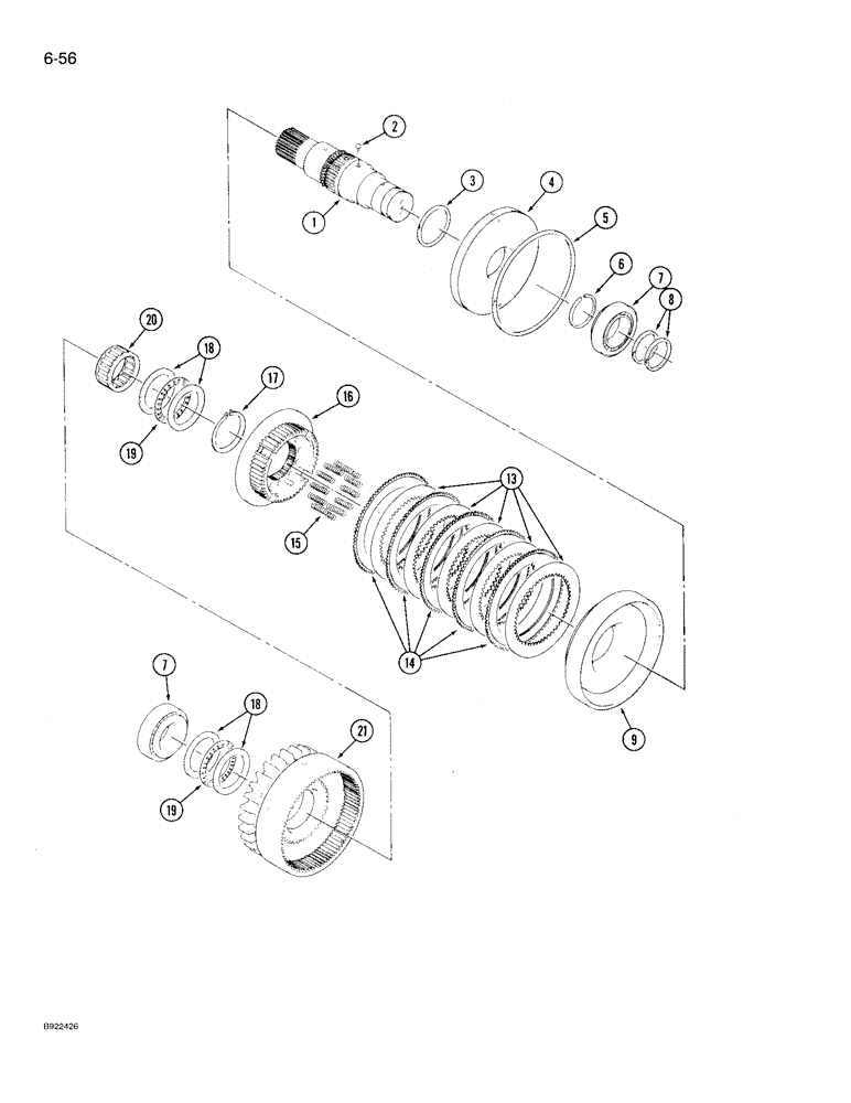 Схема запчастей Case IH 9230 - (6-056) - PTO CLUTCH ASSEMBLY (06) - POWER TRAIN