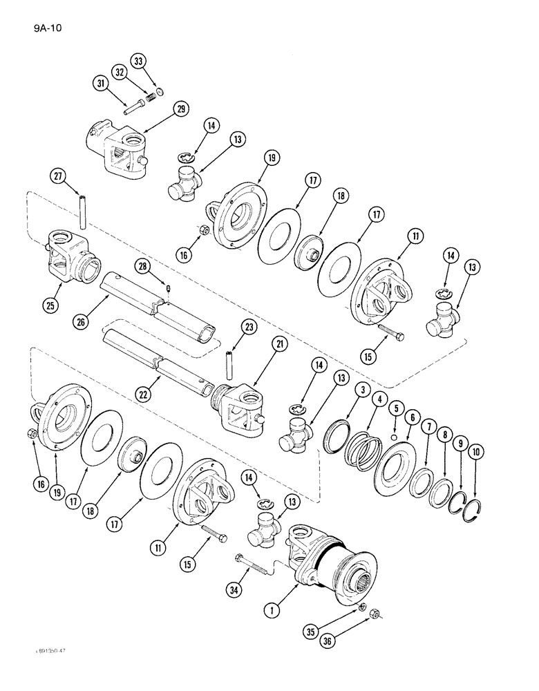 Схема запчастей Case IH 1822 - (9A-010) - AUXILIARY DRUM DRIVE SHAFT, 1822 COTTON PICKER (13) - PICKING SYSTEM